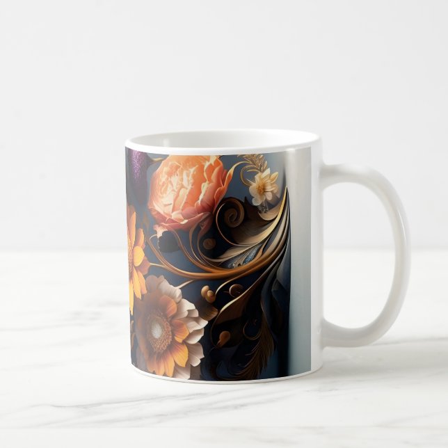 Taza De Café 3D Floral Mug (Derecha)