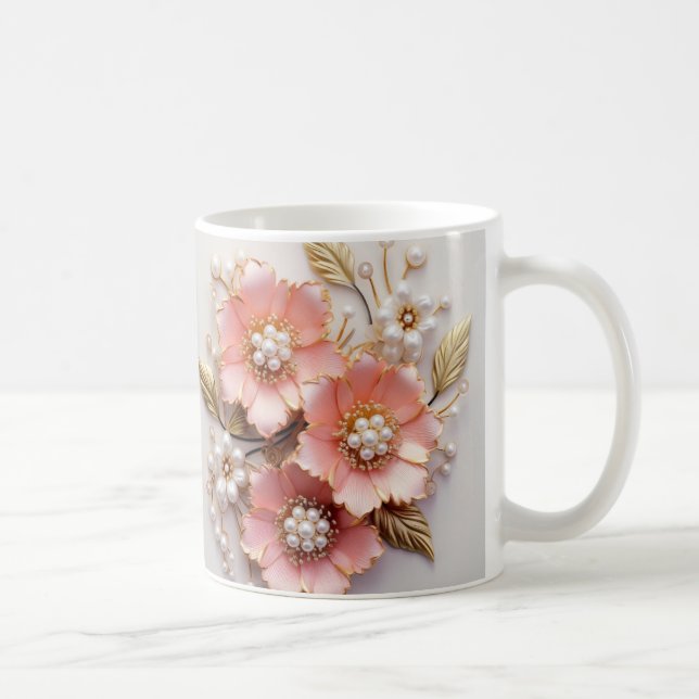 Taza De Café 3D Floral Mug (Derecha)