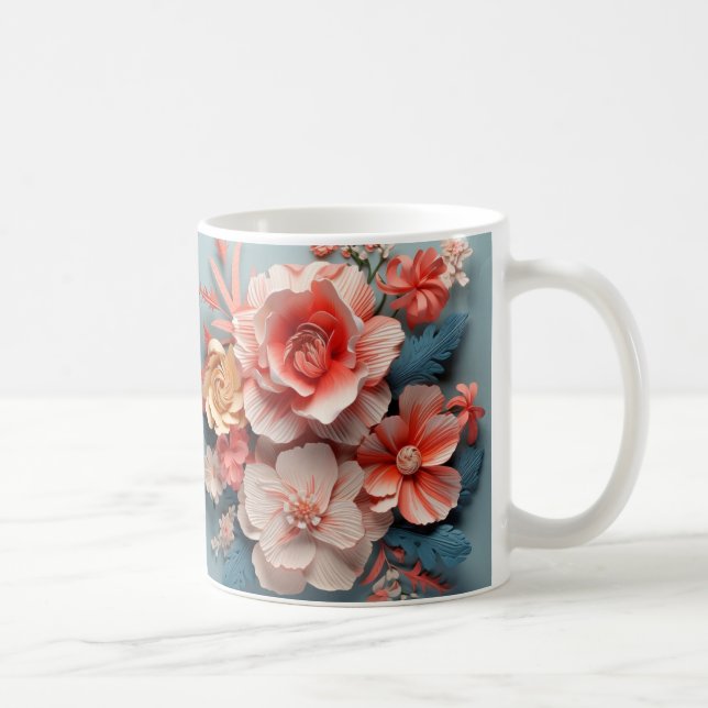 Taza De Café 3D Floral Mug (Derecha)