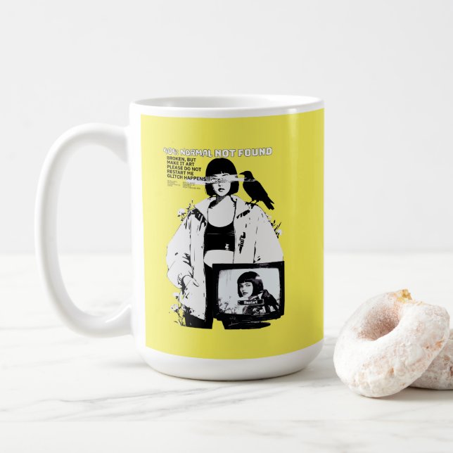 Taza De Café 404: Normal Not Found – Glitched Soul (Con donut)