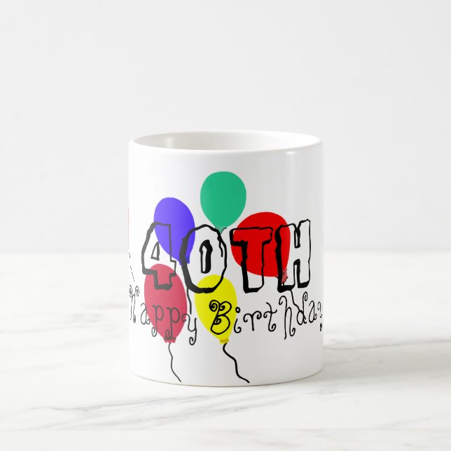 Taza De Café 40.º batido de globos de cumpleaños (Centro)