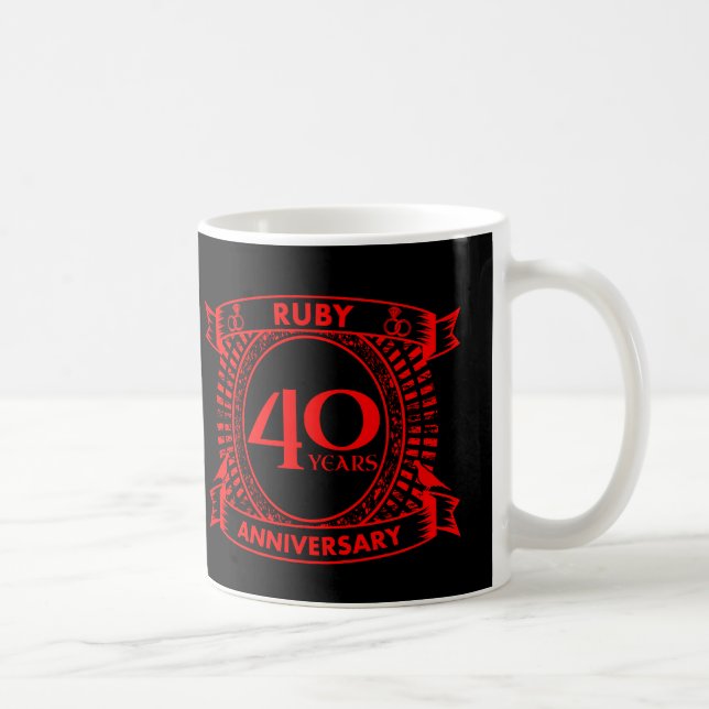 Taza De Café 40.º boda escudo de Ruby (Derecha)