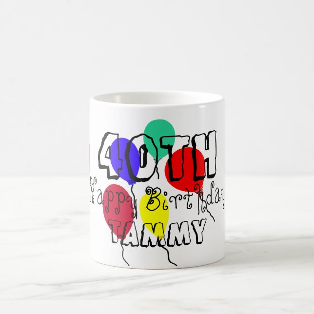 Taza De Café 40.º natalicio Globos de hitos personalizados (Centro)