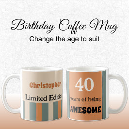 Taza De Café 40 años de ser un nombre increíble naranja verde