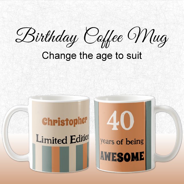 Taza De Café 40 años de ser un nombre increíble naranja verde (Subido por el creador)