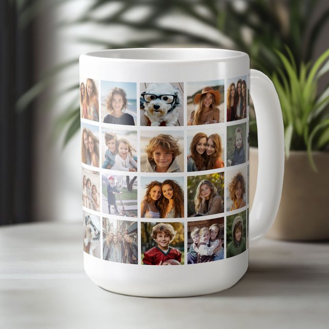 Taza De Café 40 Collage de fotos - 4 filas 10 columnas - blanco (Custom Photo Mug)