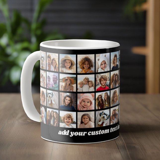 Taza De Café 40 Collage de fotos - 4 Filas 10 Columnas - Nombre (Custom Photo Mug)