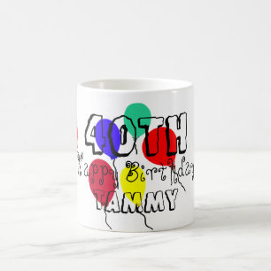 Taza De Café 40.o Los globos del cumpleaños personalizaron las
