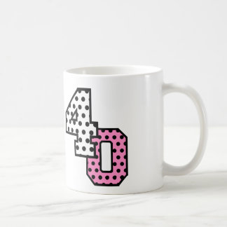 Taza De Café 40.o LUNARES ROSADOS V03 del cumpleaños