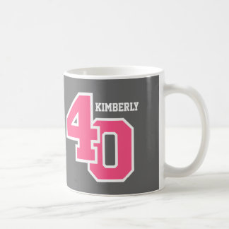 Taza De Café 40.o V01G GRIS y ROSADO del cumpleaños