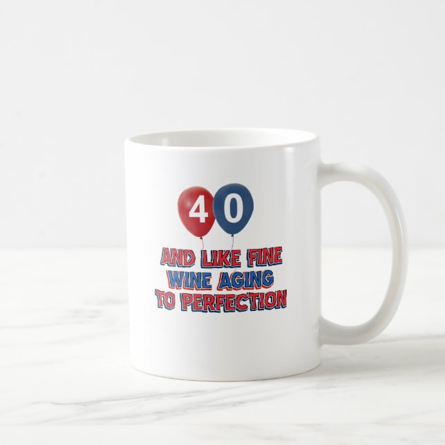 Taza De Café 40.os diseños años del cumpleaños (Derecha)