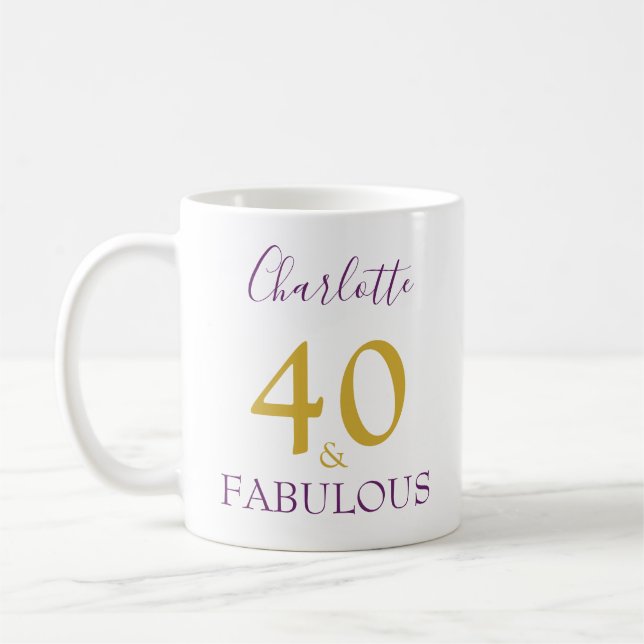 Taza De Café 40 y Fabuloso Elegante 40 cumpleaños personalizado (Izquierda)