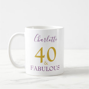 Taza De Café 40 y fabuloso elegante cumpleaños 40 personalizado