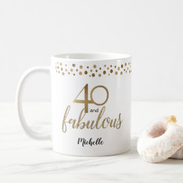 Taza De Café 40 y fabuloso oro confetti de 40 años