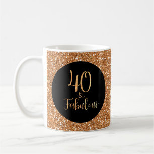 Taza De Café 40 y fabuloso Purpurina de oro de cumpleaños negro