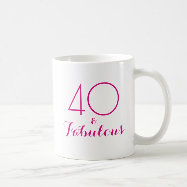Taza De Café 40 y fabuloso regalo de cumpleaños 40 Mug Pink (Derecha)