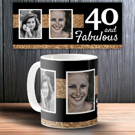Taza De Café 40 y Fabulous Gold Purpurina 2 Foto 40 cumpleaños