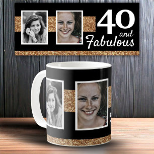 Taza De Café 40 y Fabulous Gold Purpurina 2 Foto 40 cumpleaños