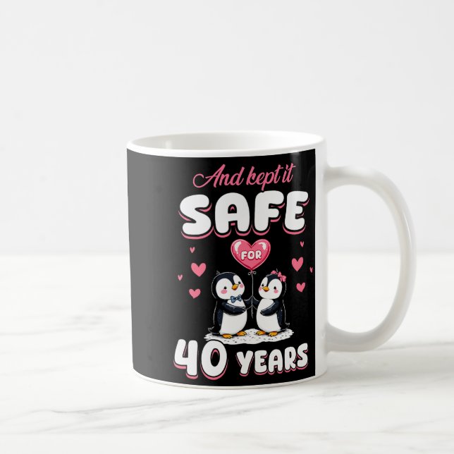 Taza De Café 40 Years Wedding Anniversary Penguin Couples Match (Derecha)