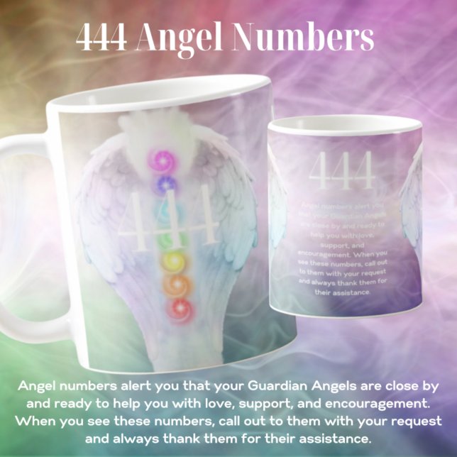 Taza De Café 444 Números de ángeles Chakra Alas de ángeles (Subido por el creador)