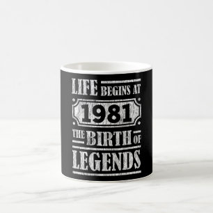 Taza De Café 44 Años De Edad 1981 Nacimiento De Leyenda 44º Cum
