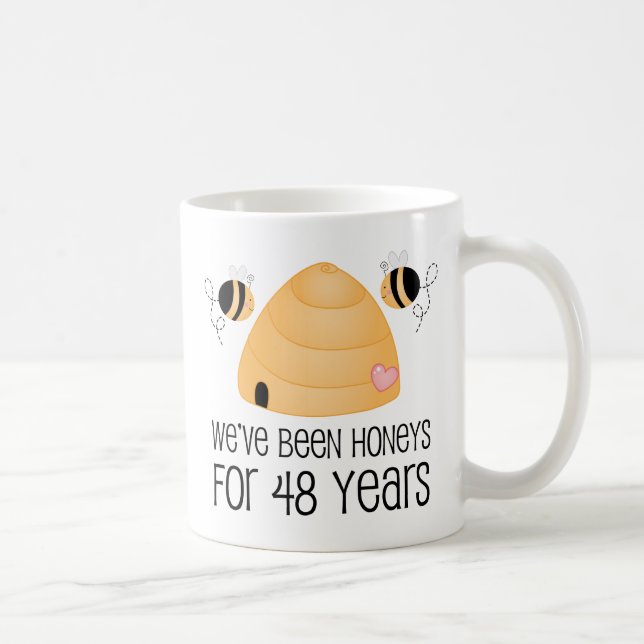 Taza De Café 48.o Regalo de los pares del aniversario (Derecha)