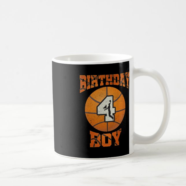 Taza De Café 4.º Nacimiento Niño Baloncesto De Cuatro Años (Derecha)