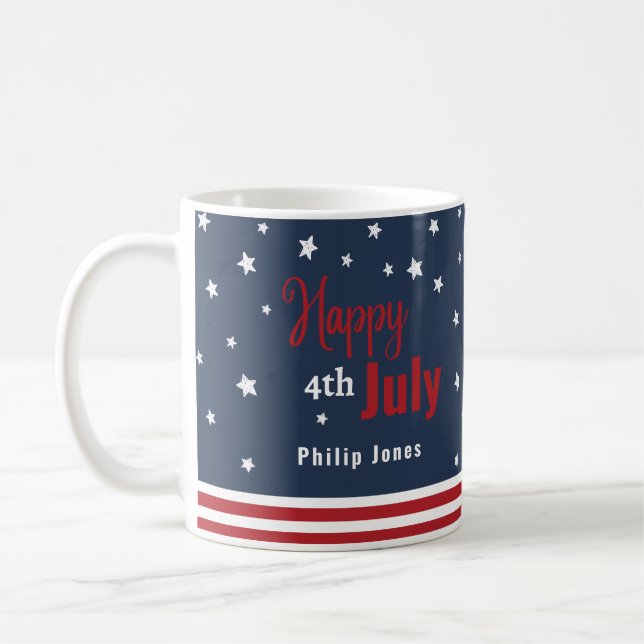 Taza De Café 4.º regalo azul y blanco de julio (Izquierda)
