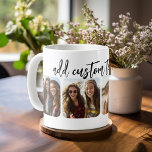 Taza De Café 4 Collage de fotos con guión de rebote de moda - b<br><div class="desc">Usar fotos recortadas cuadradas para obtener los mejores resultados. Esta cuadrícula fotográfica moderna con un collage y esquinas redondeadas. Añade tus fotos favoritas a esta tira de película para un divertido guardián de la memoria. Una forma artística de mostrar tus mejores fotos para compartir fotos.</div>