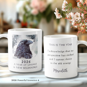 Taza De Café 4. Cuervo 2026 Año de Cambio Intención Poderosa