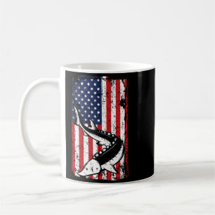 Taza De Café 4 De Julio Bandera Americana Sturgeon Fishing Papá