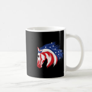 Taza De Café 4 De Julio: Caballo Patriótico Bandera Americana H