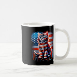 Taza De Café 4 De Julio Cat Bandera Estadounidense Cute Kitten 