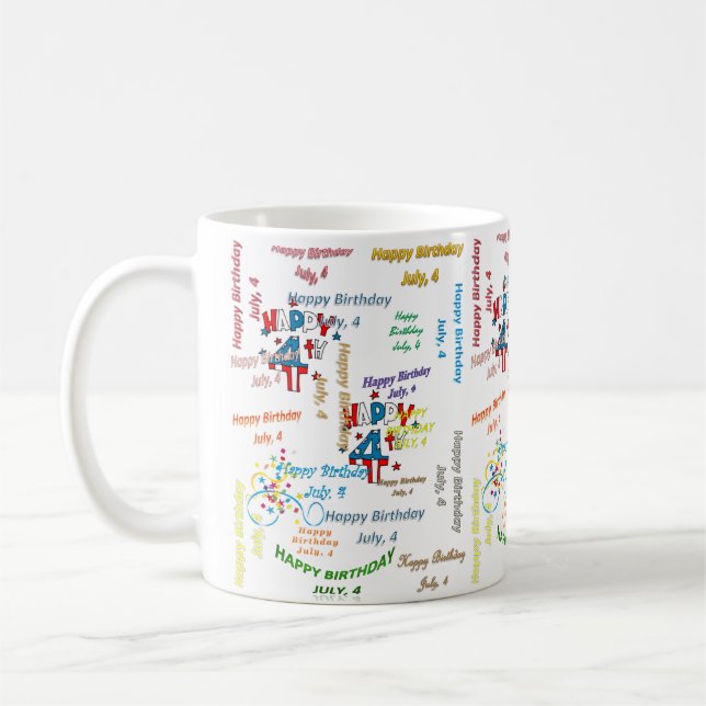 Taza De Café 4 de julio, cumpleaños Mug (Izquierda)