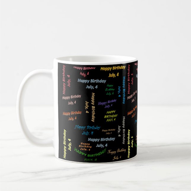 Taza De Café 4 de julio, cumpleaños Mug (Izquierda)