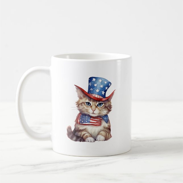 Taza De Café 4 de julio de Mug | Gato patriótico (Izquierda)