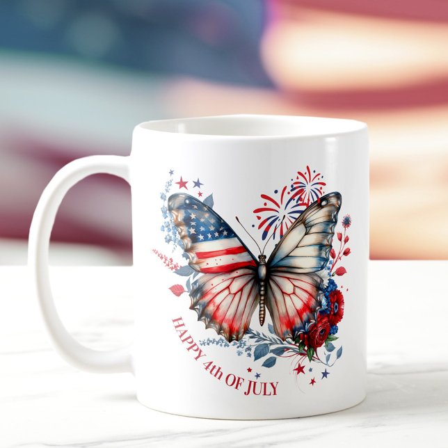 Taza De Café 4 de julio Día de la Independencia Nombre Patrióti (4th of July Independence Day Patriotic Name Coffee Mug)
