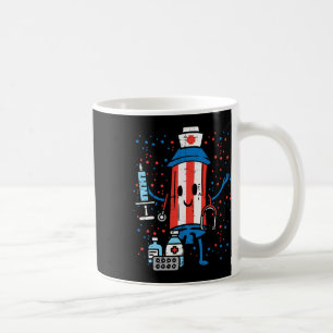 Taza De Café 4 De Julio Enfermera De Firecracker Funny America 