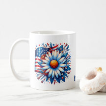 4 De Julio Floral Personalizado Café Mug