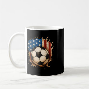 Taza De Café 4 De Julio Fútbol Patriótico Usa Bandera Americana