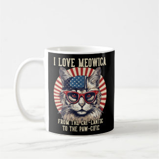 Taza De Café 4 De Julio Gato Que Amo Gato Patriótico De Meowica