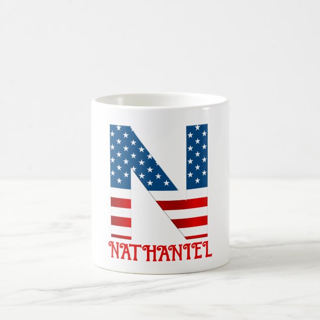 Taza De Café 4 De Julio Monograma Personalizado Café Mug (Centro)