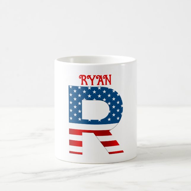 Taza De Café 4 De Julio Monograma Personalizado Café Mug (Centro)