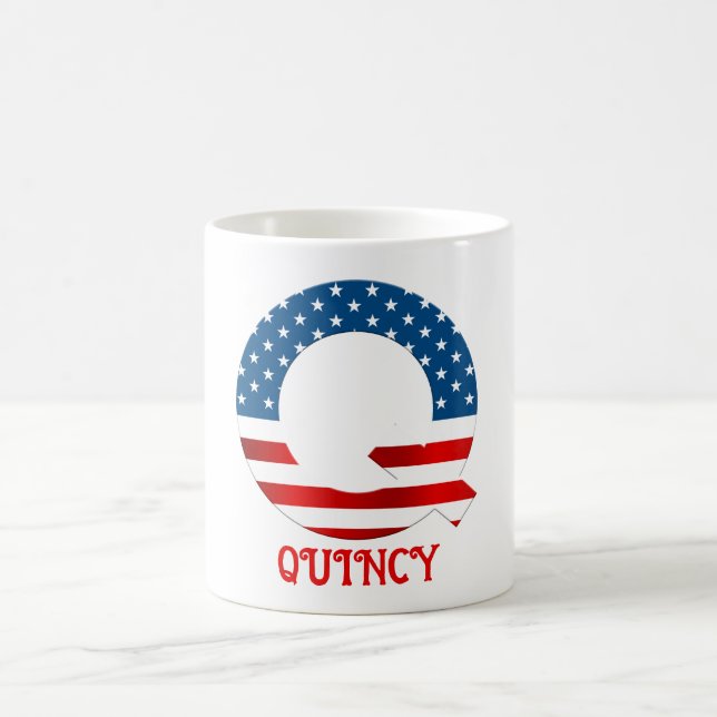 Taza De Café 4 De Julio Monograma Personalizado Café Mug (Centro)