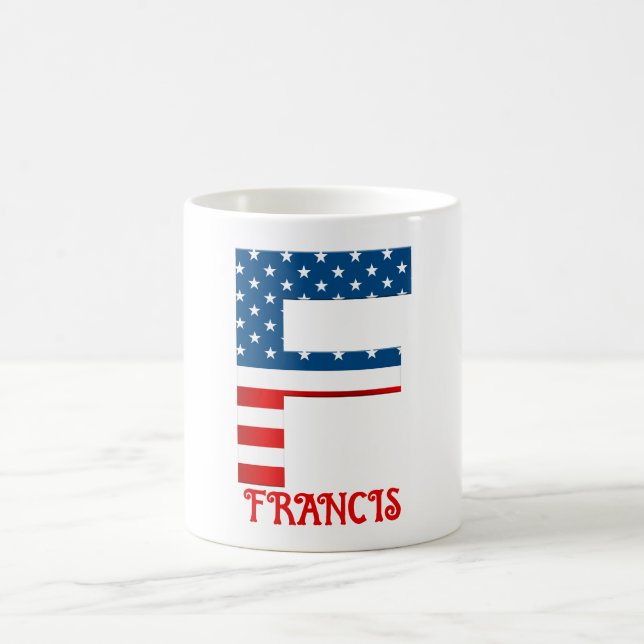 Taza De Café 4 De Julio Monograma Personalizado Café Mug (Centro)