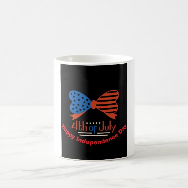Taza De Café "4 de julio" Patriotic Bow Design Personalizado (Centro)
