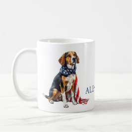 Taza De Café 4 de julio Patriótico Hound Dog Personalizado