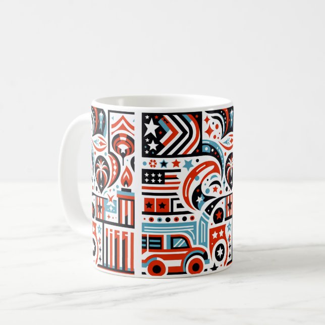 Taza De Café 4 de julio Patrón Generativo (Anverso izquierdo)