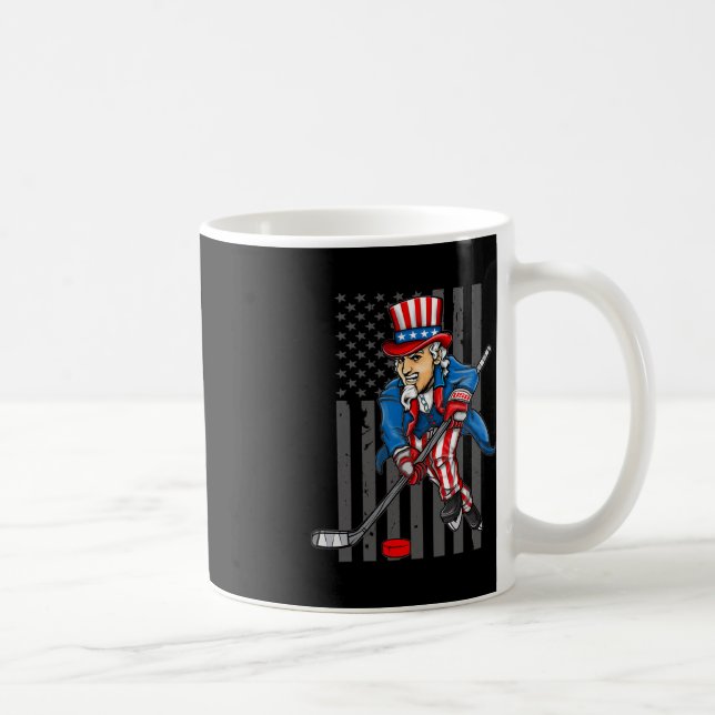 Taza De Café 4 de julio Tío Sam Hockey Niños Americanos Fla (Derecha)