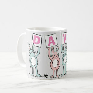 Taza De Café 4 Letra Nombre Conejo De Fun